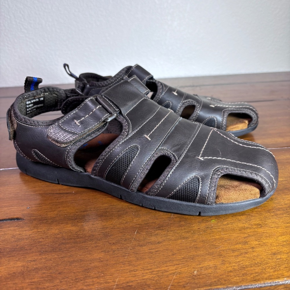 Nunn Bush Fisherman Sandals Mens 11M Brown Closed Toe Memory Foam Hiking